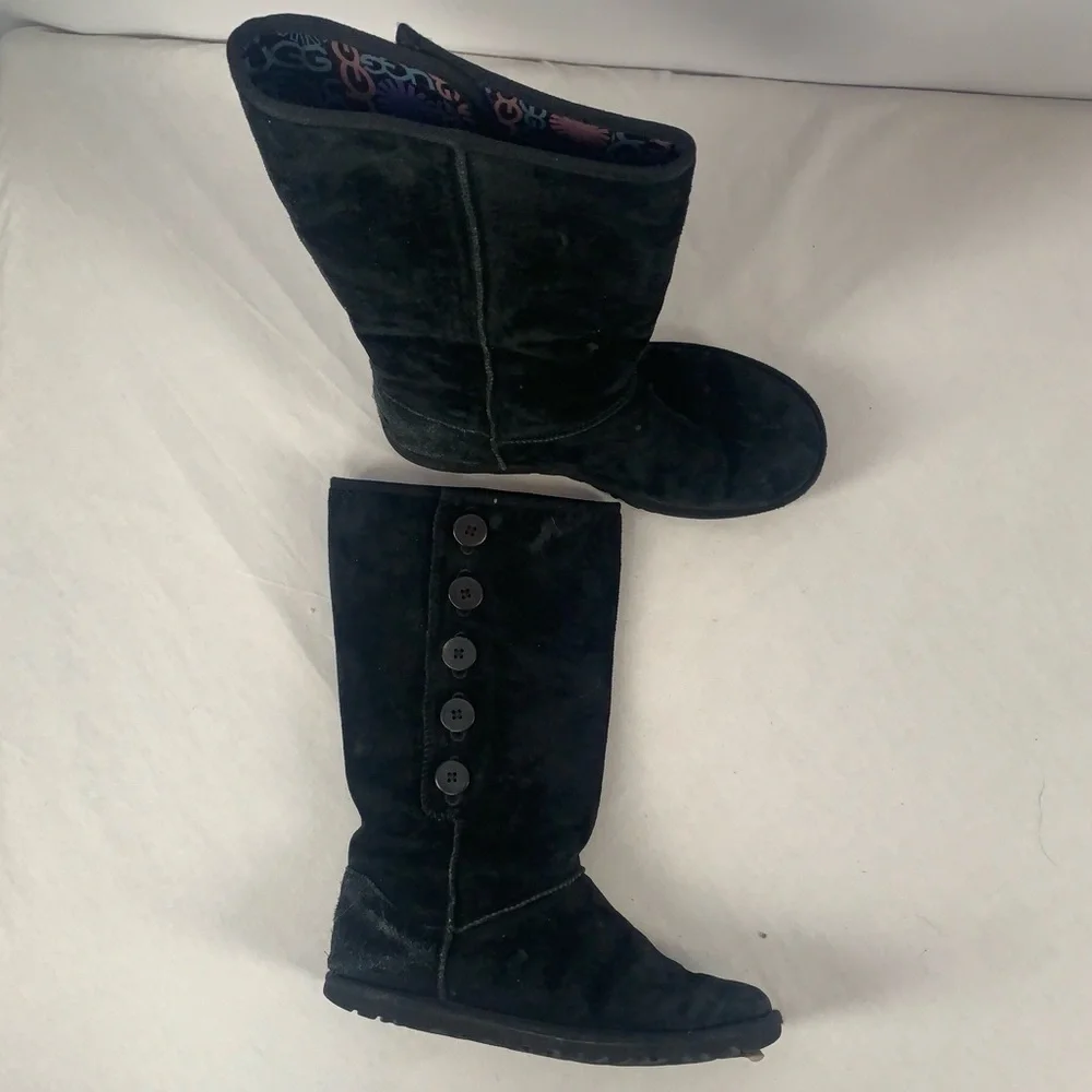Ugg Suede Button Side‎ Boots in Black Size 6